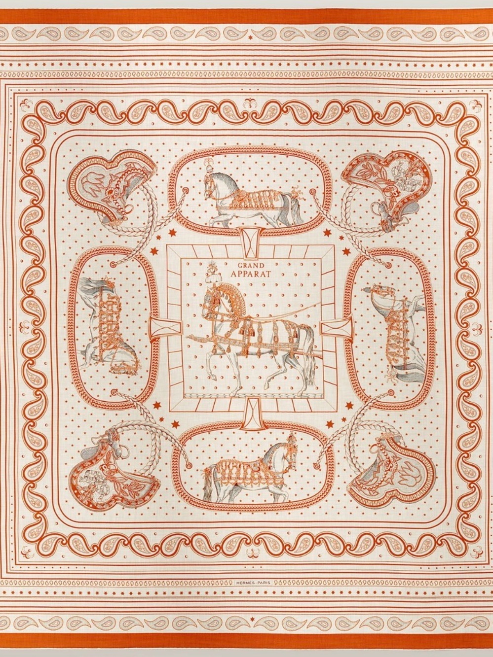 NEW w/ receipt HERMES Grand Apparat Bandana Cashmere Shawl 140 Scarf